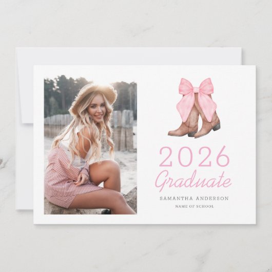 Roze Western Foto 2026 Afstuderen  Aankondiging (Voorkant)