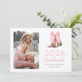 Roze Western Foto 2026 Afstuderen  Aankondiging (Staand voorkant)