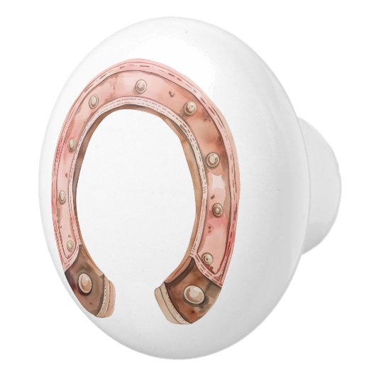 Roze Western Hoefijzer Keramische Knop (Rechts)