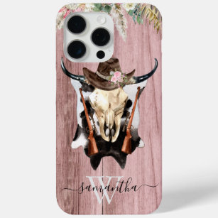 Roze Western hout Koe iPhone 15 Pro Max Hoesje
