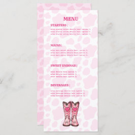 Roze Western Koe Print Rodeo Style Flat Menu