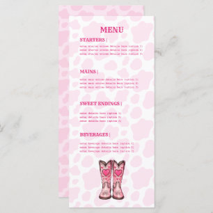 Roze Western Koe Print Rodeo Style Flat Menu