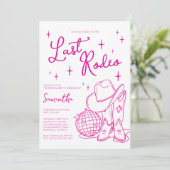 Roze Western Laatste Rodeo Bachelorette Weekend Kaart (Staand voorkant)