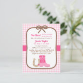 Roze Western Land Baby Douche Uitnodigingen (Staand voorkant)