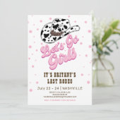 Roze Western Let's Go Meisjes Bachelorette Party Kaart (Staand voorkant)