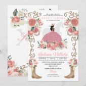 Roze Western Mariachi Charro Princess Quinceañera Kaart (Voorkant / Achterkant)