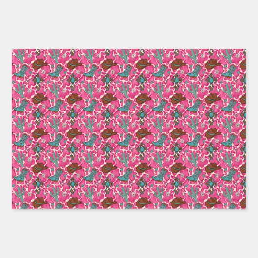 Roze Western Meisje Inpakpapier Vel (Voorkant)
