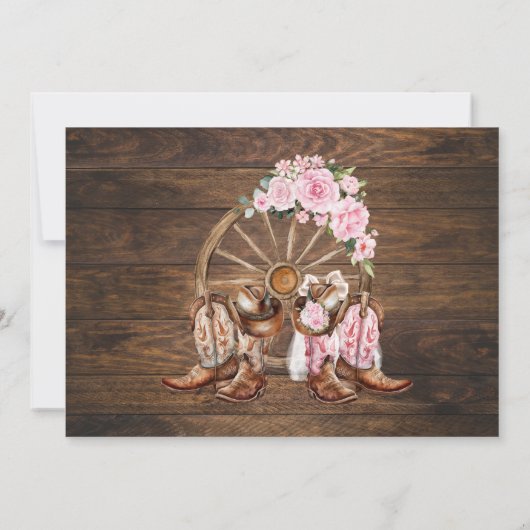 roze Western niets Fancy gewoon liefde bruiloft Kaart (Achterkant)