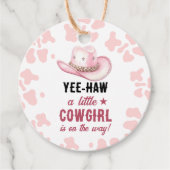 Roze Western Rodeo Cowgirl Baby shower Bedankjes Labels (Voorkant)