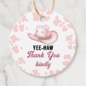 Roze Western Rodeo Cowgirl Baby shower Bedankjes Labels (Voorkant)