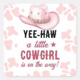 Roze Western Rodeo Cowgirl Baby shower Vierkante Sticker