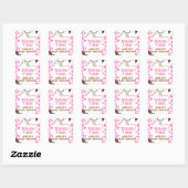 Roze western roze koe baby shower vierkante sticker (Vel)
