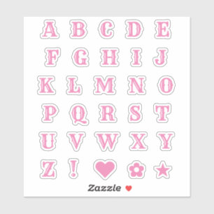 Roze Western thema Letter-Monogram alfabet Sticker