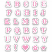 Roze Western thema Letter-Monogram alfabet Sticker (Voorkant)