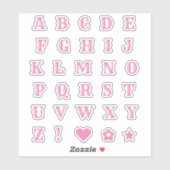 Roze Western thema Letter-Monogram alfabet Sticker (Vel)