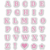 Roze Western thema Letter-Monogram alfabet Sticker (Voorkant)
