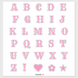 Roze Western thema Letter-Monogram alfabet Sticker