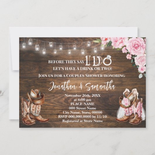 Roze Western Voordat ze zeggen dat ik doe Couples  Kaart (Voorkant)