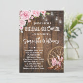 Roze Western Vrijgezellenfeest Country Wedding Sho Kaart (Staand voorkant)