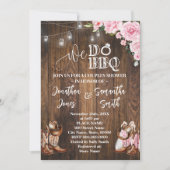 Roze Western We Do BBQ Country Couples Shower Kaart (Voorkant)