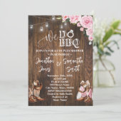 Roze Western We Do BBQ Country Couples Shower Kaart (Staand voorkant)