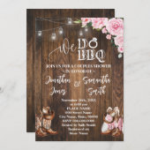 Roze Western We Do BBQ Country Couples Shower Kaart (Voorkant / Achterkant)