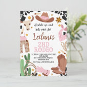 Roze Western Wild West 2e Rodeo Verjaardag Kaart (Staand voorkant)