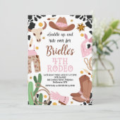 Roze Western Wild West 4e Rodeo Verjaardag Kaart (Staand voorkant)