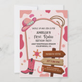 Roze Western wild west meisje eerste rodeo verjaar Kaart (Voorkant)