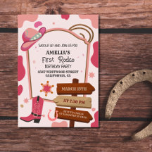 Roze Western wild west meisje eerste rodeo verjaar