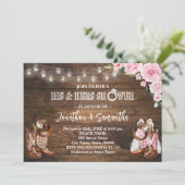 Roze Western Zijn en Haar Douche Barn Bruiloft Kaart (Staand voorkant)