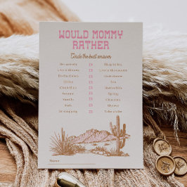 Roze Western zou mama liever Baby shower spel