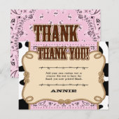 Roze Westerne bedankkaarten Briefkaart (Voorkant / Achterkant)