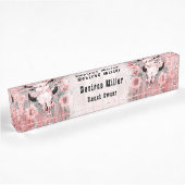 Roze Westerne bull zonnebloemen op hout Naambordje