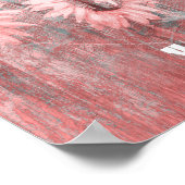 Roze Westerne bull zonnebloemen op hout Poster (Hoek)