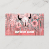 Roze Westerne bull zonnebloemen op hout Visitekaartje (Voorkant)