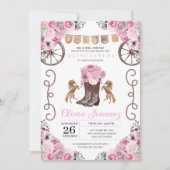 Roze Westerne Charra Floral Boots Quinceañera Kaart (Voorkant)