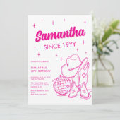 Roze Westerne Country Disco 30ste Verjaardagsfeest Kaart (Staand voorkant)