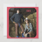 Roze Westerne Cowboy Cowgirl Wedding Save the Date (Achterkant)