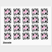 Roze westerne cowboy koe print vierkante sticker (Vel)