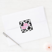 Roze westerne cowboy koe print vierkante sticker (Envelop)
