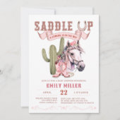 Roze Westerne Cowgirl Baby shower Foto Uitnodigen Kaart (Voorkant)