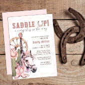 Roze Westerne Cowgirl Baby shower Zadelen Up Kaart