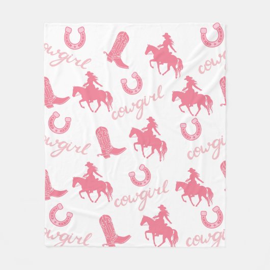 Roze Westerne Cowgirl Deken - Gepersonaliseerd (Voorkant)