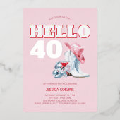 Roze Westerne Cowgirl Disco 40ste verjaardagsfeest Folie Uitnodiging (Voorkant)