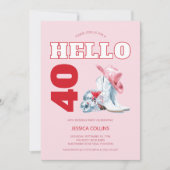 Roze Westerne Cowgirl Disco 40ste verjaardagsfeest Kaart (Voorkant)