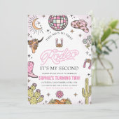 Roze Westerne Cowgirl Rodeo 2e verjaardagsfeestje Kaart (Staand voorkant)