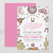 Roze Westerne Cowgirl Rodeo 2e verjaardagsfeestje Kaart (Voorkant / Achterkant)