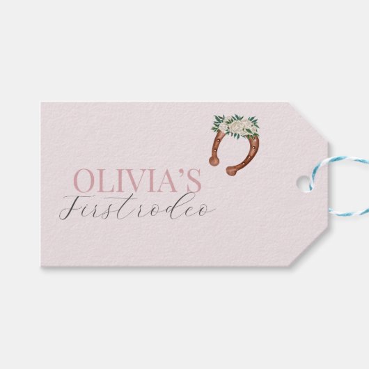 Roze westerne cowgirl rodeo cadeaulabel (Voorkant (Horizontaal))