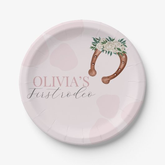 Roze westerne cowgirl rodeo papieren bordje (Voorkant)